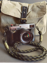 Load image into Gallery viewer, Snake Black/Olive Camera Strap - Hyperion Handmade Camera Straps
