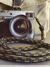 Load image into Gallery viewer, Snake Black/Olive Camera Strap - Hyperion Handmade Camera Straps
