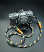Load image into Gallery viewer, Tartan Blue/Green/Yellow Camera Strap - Hyperion Handmade Camera Straps
