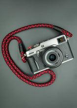 Load image into Gallery viewer, Tiled Black/Red Camera Strap - Hyperion Handmade Camera Straps
