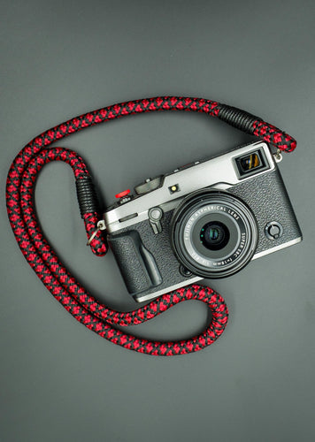 Tiled Black/Red Camera Strap - Hyperion Handmade Camera Straps
