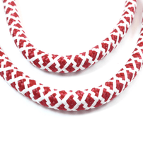 Load image into Gallery viewer, Tiled Burgundy/White Dog Leash - Hyperion Handmade Camera Straps
