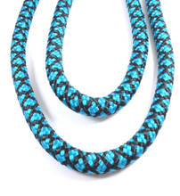 Load image into Gallery viewer, Tiled Petrol/Black Dog Leash - Hyperion Handmade Camera Straps
