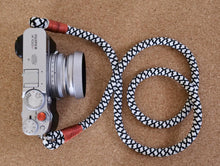 Load image into Gallery viewer, Tiled White/Black Camera Strap - Hyperion Handmade Camera Straps
