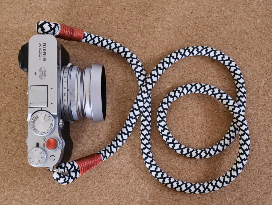 Tiled White/Black Camera Strap - Hyperion Handmade Camera Straps