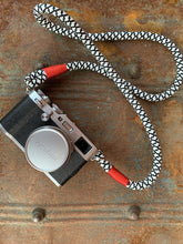 Load image into Gallery viewer, Tiled White/Black Camera Strap - Hyperion Handmade Camera Straps

