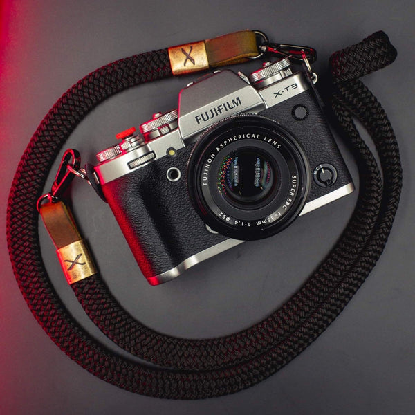 X Black Flat Rope -Brown Leather Camera Strap – Hyperion Handmade