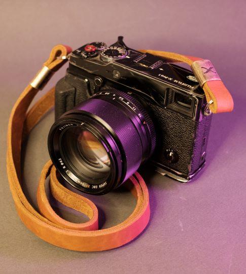X Leather Camera Strap Cognac 15mm - Hyperion Handmade Camera Straps