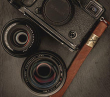Load image into Gallery viewer, X Leather Camera Strap Cognac 15mm - Hyperion Handmade Camera Straps
