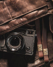 Load image into Gallery viewer, X Leather Camera Strap Dark Brown 15mm - Hyperion Handmade Camera Straps
