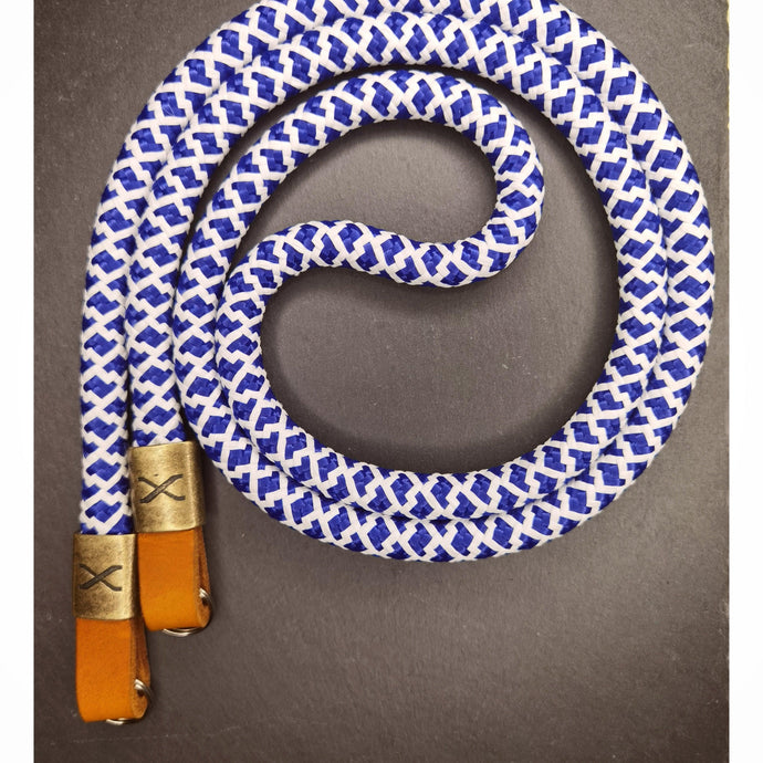 X Mykonos Rope -Cognac Leather Camera Strap - Bronze X - Hyperion Handmade Camera Straps